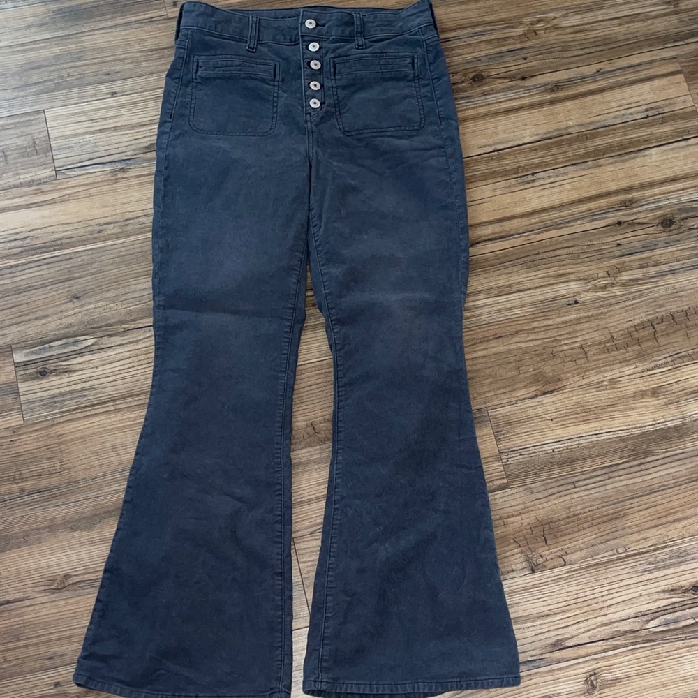 American Eagle Charcoal Stretch Pants cordory flare pants 👖